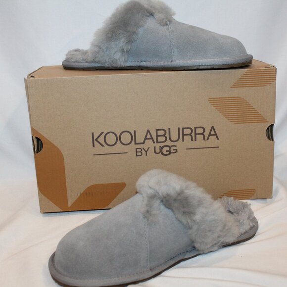 UGG KOOLABURRA WOMEN'S SUEDE FUR LINED SLIPPERS GRAY SZ 9 - Picture 1 of 4